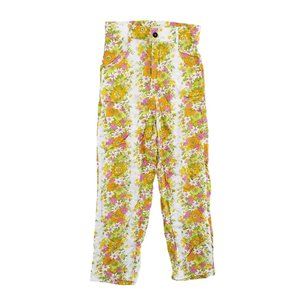 NWT Her Pony Bambi High Waist Pants Womens Multicolor Floral Rayon Size 4 US 0